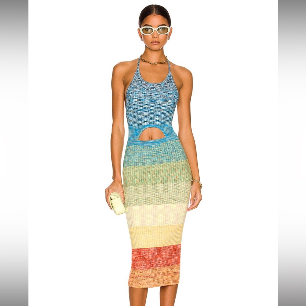 STAUD Edesia cutout space-dyed ribbed-knit dress